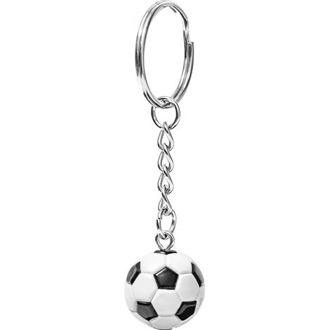 Vier Schlüsselanhänger mit Fußballmotiven – stylische Gadgets für Fußballfans und -begeisterte, 2 cm Durchmesser.