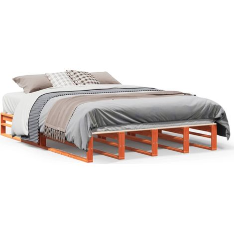 Maison Exclusive - Cadre de lit sans matelas cire marron 140x190cm bois pin massif