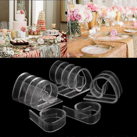 Lot de 12 pinces de fixation transparentes en plastique pour nappes, idéales pour les fêtes, les pique-niques et la maison. (1/4)