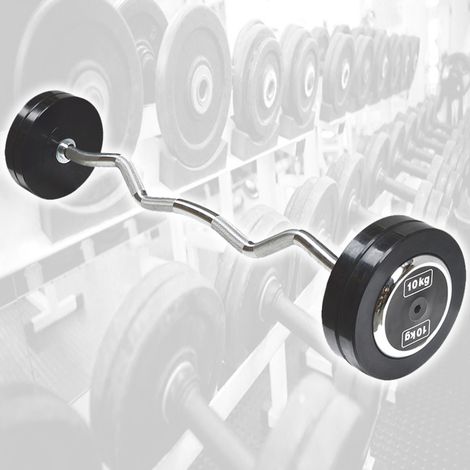 TRADE SHOP - Manubri Bilanciere Curl Curvo Ondulato Precaricato Da 20 Kg 10+10 Kg Bodysolid -