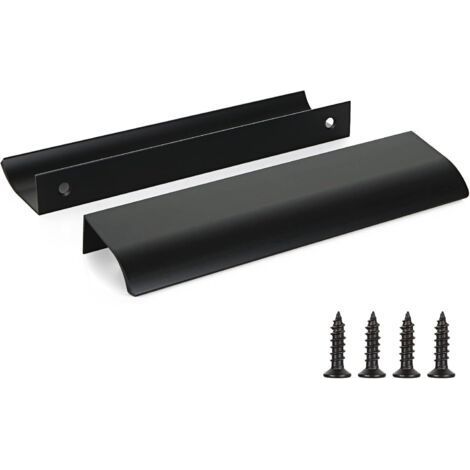 2 Pack Black Kitchen Cabinet Handles, Aluminum Alloy, Hole Distance: 320mm, with Screws (1/5)