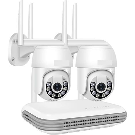 Système de caméra de sécurité à Domicile Caméra sans Fil 3MP système de vidéosurveillance 8CH NVR P2P Kit de Surveillance vidéo H.265 HD Lecture Intelligente Voie de remorquage Audio (Size : 2T, Col (1/5)