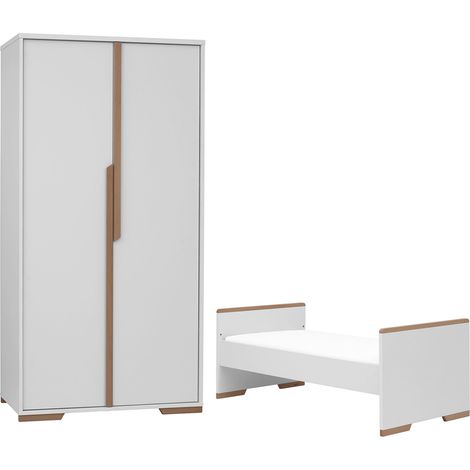 Lit bébé évolutif et Armoire Pinio Snap Blanc et bois