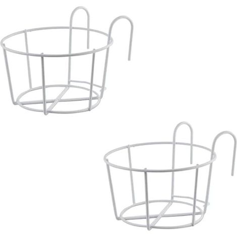 2 Pièces Support Fleurs Rond Crochet,Support Jardiniere Balcon Rond,Support Pot Métal Clôture,Pot Plante Garde Corps Suspendu Clôture,Convient pour Balcon,Jardin,Clôture,Intérieur Et Extérieur (1/4)