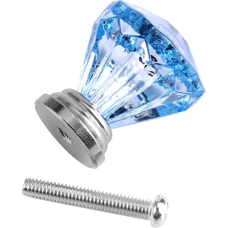 Poignée De Meuble En Acrylique Forme Diamant - Pour Cuisine Chambre Salle De Bain - 25mm Bleu - Lot De 1 (1/5)
