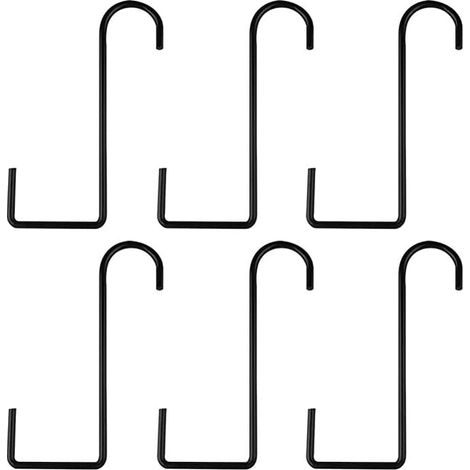 Lot de 6 crochets ronds pour pots de fleurs, crochets de rambarde noirs, crochets en fer pour suspendre pots de fleurs et bonsaïs, décoration de balcon (1/5)