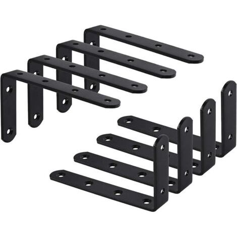 Paquet de 8 supports de support mural, support en forme de L, support fixe, meuble suspendu, 125x75x3mm-Étagère murale (1/5)