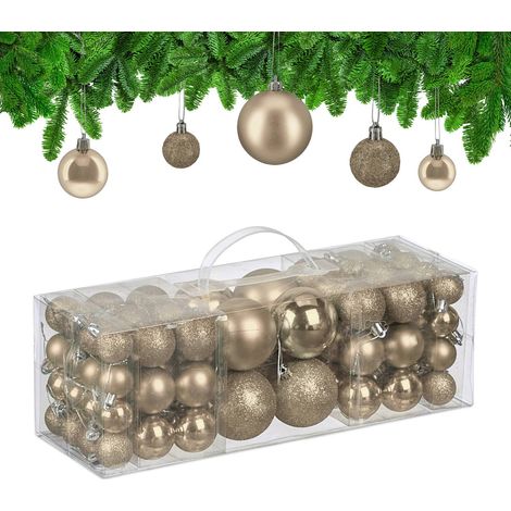 Christmas Tree Baubles Set, 76 Pcs - Matte, Shiny, Glitter (1/5)