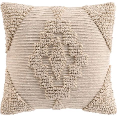 Coussin déhoussable en poly-coton à motif texturé Naturel 45x45 cm (1/5)