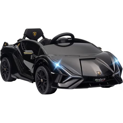 Voiture électrique Lamborghini 12V pour enfants avec télécommande, 3-5 km/h, noire.