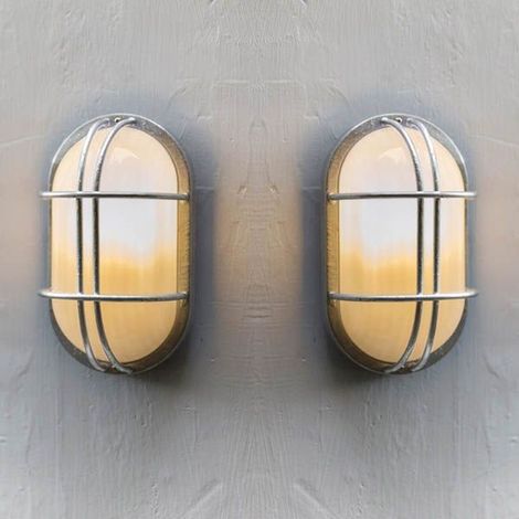 2x Garden Trading St Ives Bulk Head Cage Nautical Mains Fishermans Wall Light