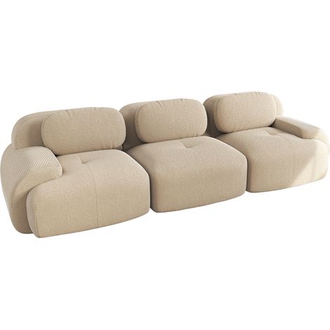 GagaCanapé modulable 3 places beige en velours côtelé (1/5)
