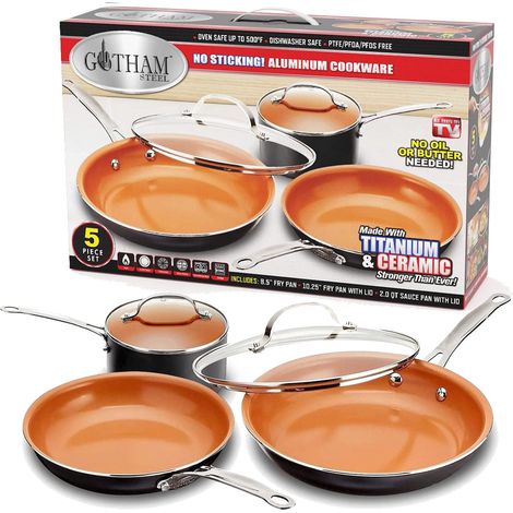 Ensemble de 5 ustensiles de Cuisine avec Surface en cuivre Ultra antiadhésive, Passe au Lave-Vaisselle (1/5)