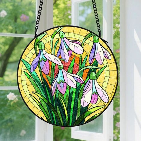 12.5cm Suspension en Vitrail, Attrape-Soleil Artistique pour Porte Fenêtre, Décoration Intérieure Minimaliste, Cadeau Professeur, Femme, Homme, Maman (1/5)