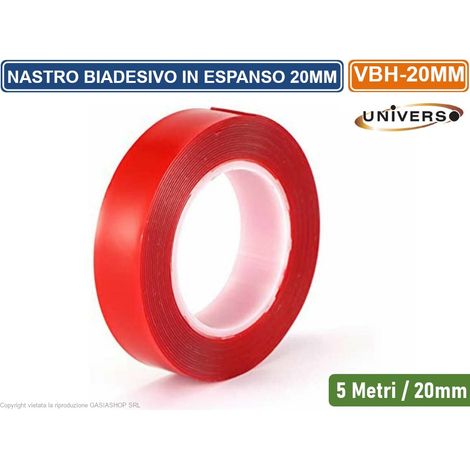 NASTRO BIADESIVO TRASPARENTE IN ESPANSO VBH 5 METRI 20MM SPESSORE 0.5MM EXTRA FORTE (1/2)