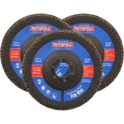 Faithfull Aluminium Oxide Flap Disc 125mm 120 Grit 3 Pack