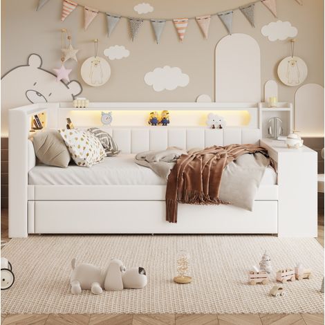 CHICFURN canapé lit coffre 140 x 200 cm velours gris clair (1/5)