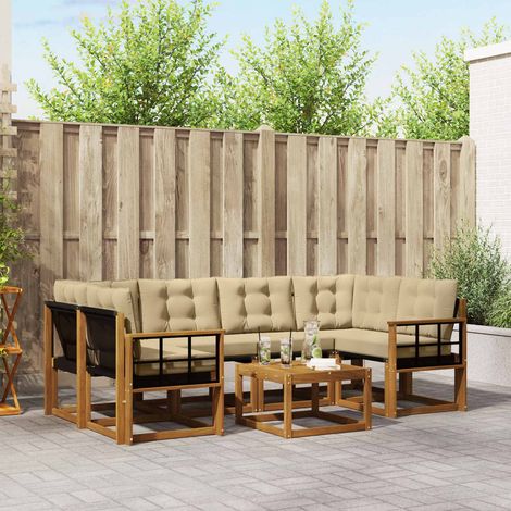 vidaXL  Outdoor Sofa Set  with Cushion 7 pcs Natural and Beige