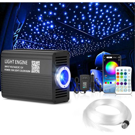 1 Kit Fibre Optique 300 Pièces 3m Mode Musique Télécommande App Pour Voiture Plafond