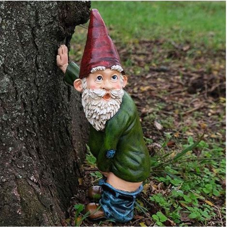 1 Gartenzwerg, dekorative Harzfigur, weißbärtiger Zwerg, 15 cm, ideal für Garten, Terrasse oder Innenbereich (1/5)