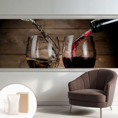 Papier peint intissé mural pour salon chambre à coucher tendance et originale - Colle incluse gratuite Verres à vin 250x104 cm (1/5)