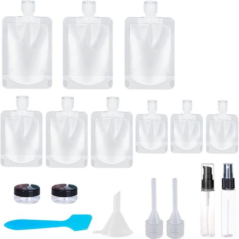17pcs-travelling Lotion Shampooing Shower Gel Dispenser Bottle Cosmetic Bottle Organiser Set (1/5)