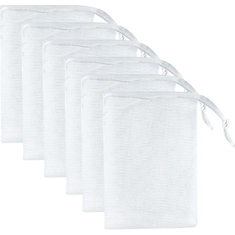 Sachet à savon en filet double couche pour savon moussant, idéal pour le nettoyage du visage et la douche. Sac de rangement pour savon avec cordon de serrage pour le lavage du visage. (1/5)