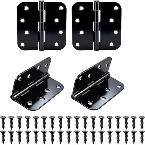 Lot de 4 charnières de porte robustes - 100 x 100 mm - Noir - Charnière pliable pour portes intérieures et extérieures - Avec vis de montage assorties (1/5)