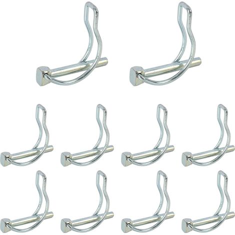 10 Pièces 6x45 mm Goupilles de Verrouillage en Forme D, Goupille Fendue, Goupilles de Sécurité pour Tuyaux, en Acier au Carbone Galvanisé, Utilisation pour Jardin, Pelouse, Remorques et Machines (1/5)