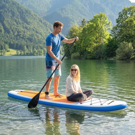 Ensemble planche pagaie debout planche SUP gonflable 305 cm sangle pied en aluminium amovible à palette