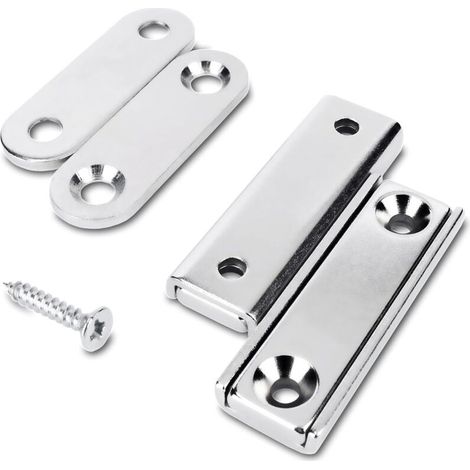 2 pièces Aimants Néodymes Rectangulaires avec Trou 40x13,8x5 mm, 15 kg de force + 2 rondelles en acier + 8 vis incluses (1/3)