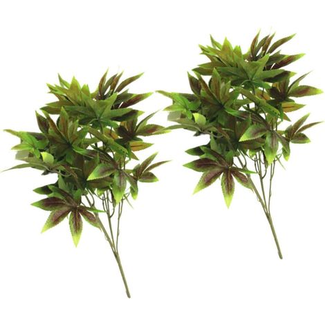 2 Pcs Artificial Plants with Realistic Maple Leaves in Silk, Green Indoor Decoration, Durable and Wilt-Free, for Christmas Atmosphere (1/5)
