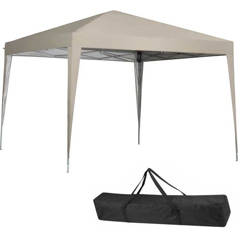 Gazebo 3x3 Pieghevole Impermeabile Richiudibile Fisarmonica Fiera mercato Beige (1/5)