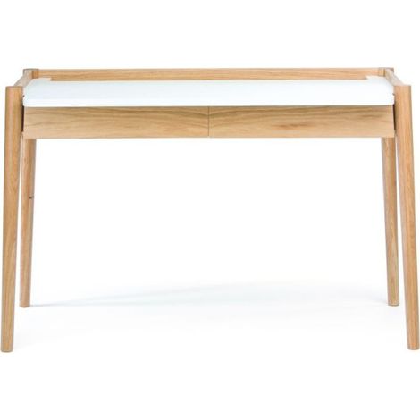 Bureau 2 Tiroirs "Feldbach" 126cm Chêne & Blanc (1/5)
