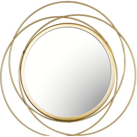 Miroir rond doré pour décoration murale – Cadre en métal finition or antique – Miroir en verre avec réflexion cristalline – Installation facile