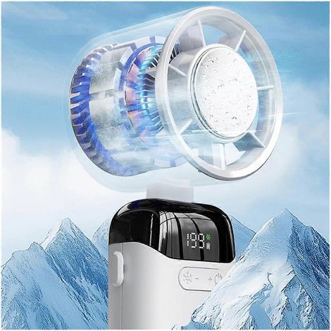 Ventilateur portable compresse de glace 100 vitesses turbo affichage LED pliable rechargeable 3000 mAh refroidissement thermoélectrique rapide bureau (1/5)