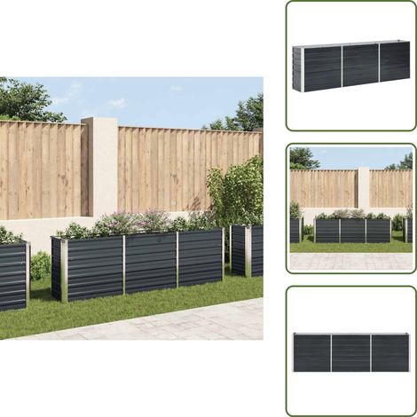 Garten-Hochbeet Verzinkter Stahl 240 x 40 x 77 cm Anthrazit - Gartenhochbeet - Metallhochbeet - Balkonbepflanzung - Terrasse Bepflanzung - Stahlteich (1/5)