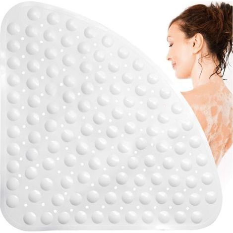 Tapis de Douche antidérapant, massant, antibactérien, Triangulaire avec Trou de Drainage pour Douche ou Baignoire, 54 x 54 cm (1/5)