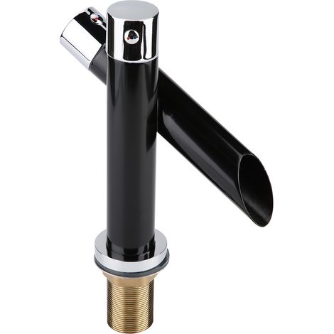 Robinet de lavabo noir mat avec eau chaude et froide (standard G1/2") (1/5)