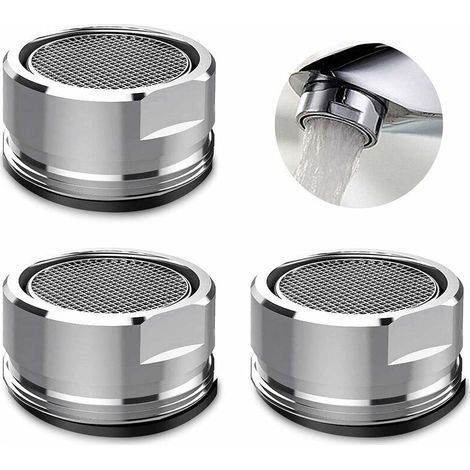 Mousseur et brise-jet pour robinet -3 Pièces Mousseur Robinet, Aerateur Robinet Filtre Robinet avec Joint D'étanchéité Pour Cuisine, Salle de Bain - Argent (Diamètre extérieur 24MM) -.. (1/5)