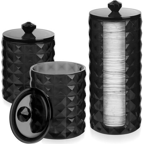 3er Set Wattestäbchenhalter, Aufbewahrungsbox für Wattepads, Organizer für Badezimmer und Make up Accessoires (1/5)