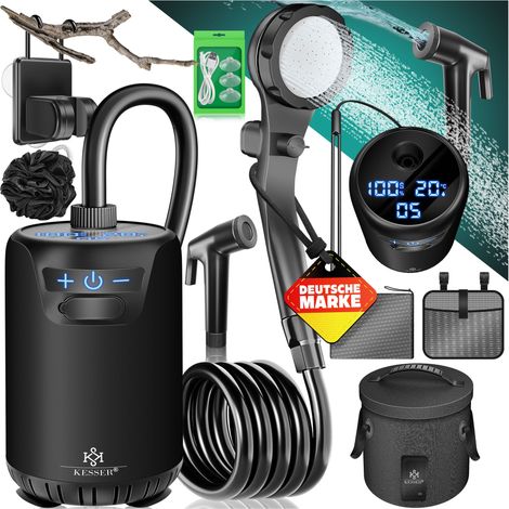 KESSER® Campingdusche mit Pumpe & Akku 8000 mAh, Duschkopf, 2 m Schlauch (1/5)