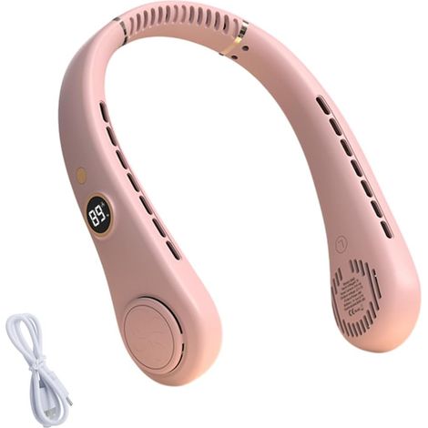 Ventilateur de Cou Silencieux à 5 Vitesses USB avec Écran LED (1/5)