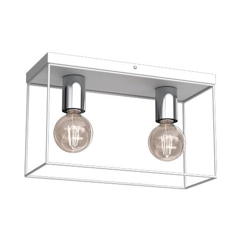Plafonnier moderne rectangulaire blanc/chrome Homen Luminex