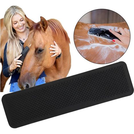 Brosse de toilettage pour chevaux, brosse de massage et d'épilation multifonctionnelle six en un (noire)-AquaForge (1/5)