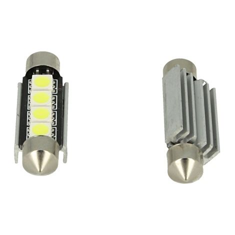 24V Lampada LED Siluro Canbus T11 C5W 42mm 4 SMD 5050 Giallo Arancione con Dissipatore Alluminio per Camion Bus Barca (1/3)