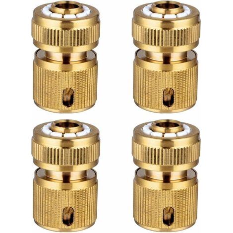4 Pièce Raccords Rapide Tuyau d'arrosage en Laiton, Rapide Raccord Connecteurs pour Tuyau d’arrosage dans Le Jardin 1/2" Quick Connectors (1/4)