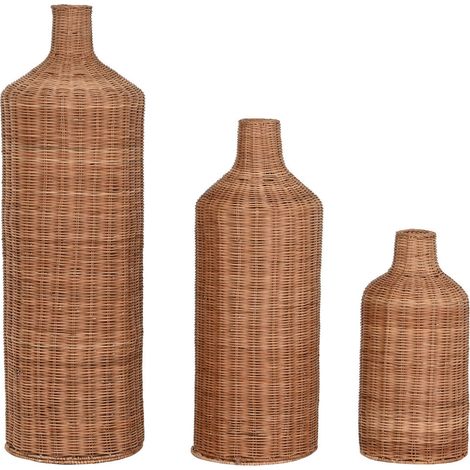 Jarron Set 3 Ratan Metal 25X25X80 Natural Marron (1/4)