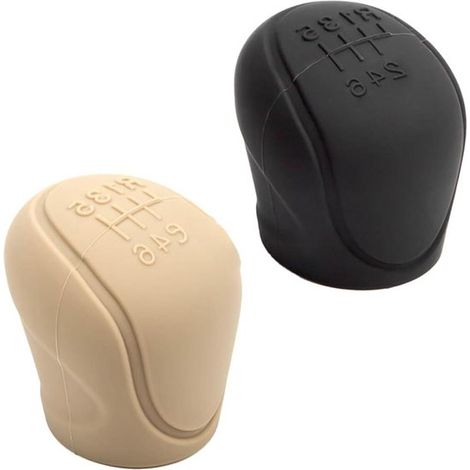 Copertura universale per pomello del cambio in morbido silicone TPU a 6 velocità per cambio manuale e automatico (nero/beige) - 2 pezzi (1/5)