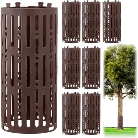 8 Pièces Protections Tronc Arbre, Protection de Tronc Arbre Plastique avec Crochets de Verrouillage, Protection Arbre Résistante aux Intempéries (1/5)